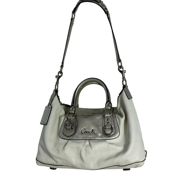 Coach ASHLEY SATCHEL Silver Ivory Shoulder Strap + BONUS Crossbody Strap F15445 - Picture 2 of 14